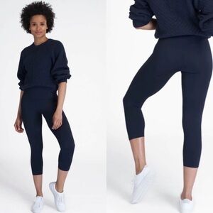 Spanx Look at Me Now Navy Blue Seamless Leggings Size M